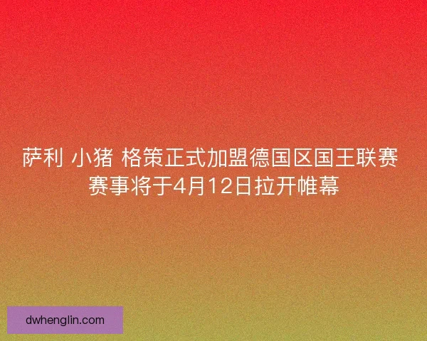 萨利 小猪 格策正式加盟德国区国王联赛 赛事将于4月12日拉开帷幕