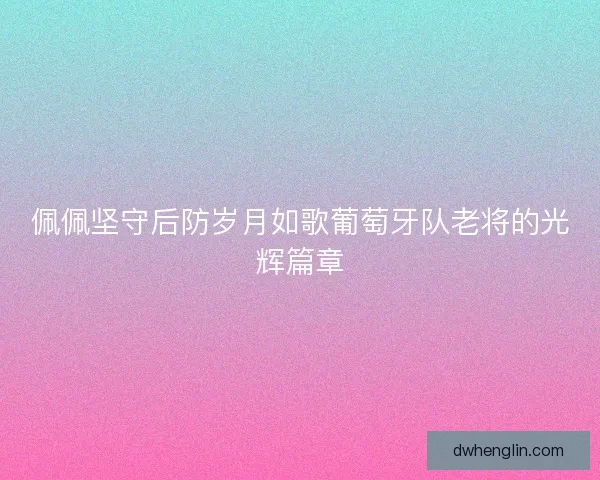 佩佩坚守后防岁月如歌葡萄牙队老将的光辉篇章