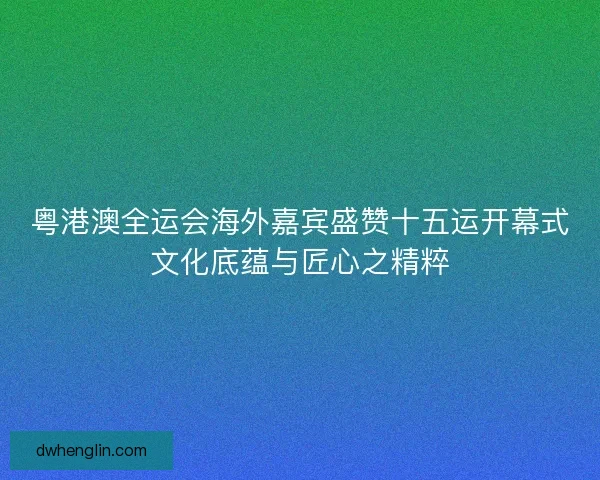 粤港澳全运会海外嘉宾盛赞十五运开幕式文化底蕴与匠心之精粹