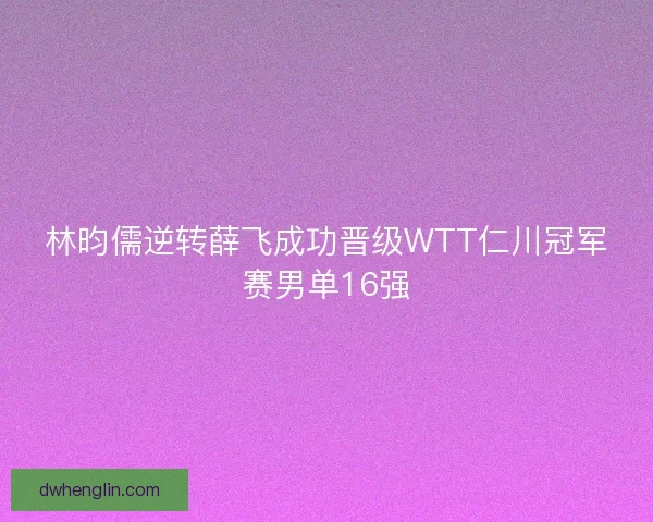 林昀儒逆转薛飞成功晋级WTT仁川冠军赛男单16强
